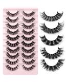 Yawamica D Curly Strip Lashes - 10 Pairs Russian Volume Mixed Natural Wispy Mink False Eyelashes - Buy Online on SooperMarket.com