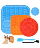 Hysagtek 3 Pcs Licky Mats for Dogs and Cats Dog Lick Mats Slow Feeding Mat with Suction Cup Puppy Lick Mat Pad for Pet Bathing Grooming Training with 1 Spatula + 1 Brush - Buy Online on SooperMarket.com