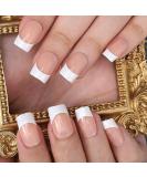 French Square False Nails Set - 24PCS Gloss Nude White Full Cover Press on Nails with Jelly Glue - Short Square White Fake Nails for Women and Girls - Buy Online on SooperMarket.com