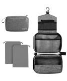 Cooja Hanging Toiletry Bag for Women - Travel Washbag with Hook & Handle, Grey - Includes 1 Toilet Bag + 2 Drawstring Bags - Buy Online on SooperMarket.com