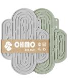 Ohmo Slip Mat for Dogs and Cats - 2PC Cute Cactus Design Leakproof Puppy Mat Pet Fear Relief & Slow Feeder Food-Grade Silicone (Light Green & Ash) - Buy Online on SooperMarket.com