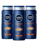 NIVEA MEN Sport Body Wash 16.9 Fl Oz - Pack of 3 | Energizing Shower Gel Bundle - Buy Online on SooperMarket.com