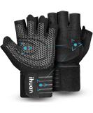 iHuan Ventilated Weight Lifting Gloves with Wrist Wrap Support - Full Palm Protection for Men & Women - Ideal for Weightlifting, Training, Fitness - Black (Large) - Buy Online on SooperMarket.com