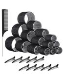 Mabufun Jumbo Hair Rollers Set Hair Rollers Self Grip Curlers For Long Hair No Heat Curlers Heatless Hair Rollers With Clips & Comb 24 Packs (Black 24Pcs) - Buy Online on SooperMarket.com