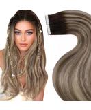 Shop Laavoo Invisible Tape Extensions - Real Hair Balayage Ombre Brown to Light Blonde 45cm 50g 20pcs - Tape-In Skin Weft - Buy Online on SooperMarket.com