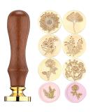 Chrisfall 6 Pcs Floral Wax Seal Stamp Set for Wedding Greeting Cards - Botanical Sealing Stamper Kit with Wooden Handle and Brass Head - Buy Online on SooperMarket.com
