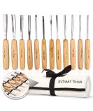 Schaaf Wood Carving Tools Set of 12 Chisels with Canvas Case | Gouges and Woodworking Chisel Set for Beginners and Professionals | Razor Sharp CR-V 60 Steel Blades | Wood Carving Kit Factory Sharpened - Buy Online on SooperMarket.com