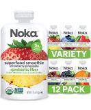 Noka Superfood Fruit Smoothie Pouches, Healthy Snacks (Variety Pack of 12), Vegan, Gluten-Free, with Flax Seed, Prebiotic Fiber & Plant Protein, Organic Squeeze Pouch 4.22oz Each 4.22 Ounce (Pack of 12) - Buy Online on SooperMarket.com