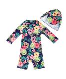 UPF 50+ Dark Blue Baby Girl One Piece Swimwear with Sun Hat | Toddler Swimsuit 12-18 Months - Buy Online on SooperMarket.com