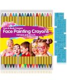 Face Paint Crayons for Kids - 36 Makeup Sticks & Stencils - Professional Face Painting Kit for Halloween or Birthday Party - 6 Fluorescent, 6 Metallic, 24 Classic Colors - Safe for Sensitive Skin - Buy Online on SooperMarket.com