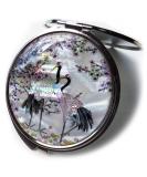 Mother of Pearl Compact Mirror - Double Sided Folding Magnify, Crane Apricot Tree Design - Buy Online on SooperMarket.com