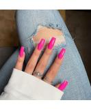 Hot Pink Medium Long Square Press On Nails - Glossy Coffin Style with Xcreando Glue - Perfect Fake Nails for Women and Girls - Buy Online on SooperMarket.com