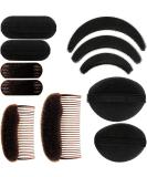 11-Piece Women's Sponge Hair Bump Up Inserts & Clips for DIY Hairstyles - Black/Brown - Buy Online on SooperMarket.com