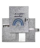 Cozy Racoon Mother Pass Cover - Handcrafted Felt Rainbow Blue | Made in Germany | Ideal Gift for Expecting Moms with Pockets for Insurance Card & Ultrasound Images - Buy Online on SooperMarket.com