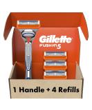 Gillette Fusion5 Razors for Men, 1 Gillette Razor, 4 Razor Blade Refills, Lubrastrip for a More Comfortable Shave Handle + 4 Refills - Buy Online on SooperMarket.com