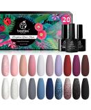 Beetles 20 Pcs Gel Nail Polish Kit, Modern Muse Collection Soak off Nail Lamp Nude Gray Pink Blue Glitter Gel Polish Starter Kit with Glossy & Matte Top Gel Base Coat Halloween Nails Gifts for Women A-Modern Muse - Buy Online on SooperMarket.com