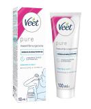 Veet Pure Hair Removal Cream for Sensitive Skin - 100ml Tube with Arched Applicator & Spatula - Ideal for Bikini & Armpits - Fast International Shipping - Buy Online on SooperMarket.com