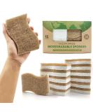AIRNEX Biodegradable Natural Kitchen Sponge - Compostable Cellulose and Coconut Walnut Scrubber Sponge - Pack of 12 Eco Friendly Sponges for Dishes - Buy Online on SooperMarket.com