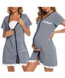 Uniexcosm Maternity Nursing Nightdress - Women's Short Sleeve Nightwear Navy Blue - Buy Online on SooperMarket.com