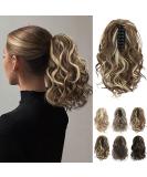 REECHO 10 Inch Short Curly Ponytail Extension Claw Clip Synthetic Hairpiece - Light Brown with Highlights - Buy Online on SooperMarket.com