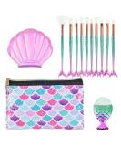 Mermaid Makeup Brush Set with Cosmetic Bag - 13 PC Beauty Tools and Sequins Case - Buy Online on SooperMarket.com