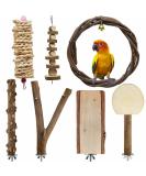 LIMIO 7 PCS Bird Parrot Swing Chewing Toys - Natural Wood Perch and Cage Toys for Small Parakeets, Cockatiels, Conures, Finches, Budgies, Parrots, Love Birds - Buy Online on SooperMarket.com