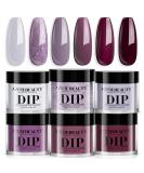 AZUREBEAUTY Dip Powder Nail Set - 6 Colors Fall Winter Purple Rose Red Glitter | DIY Salon Manicure Kit No Nail Lamp Needed - Buy Online on SooperMarket.com