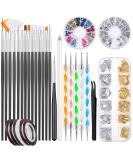 40-Piece Nail Art Decoration Set | Brushes Foil Stickers & More | Perfect for Manicure Enthusiasts | International Shipping Available - Buy Online on SooperMarket.com