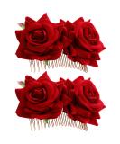 2 Pack Rose Flower Hair Clip Women Rose Flower Hair Accessories Wedding Hair Clip Flamenco Dancer (Red) - Buy Online on SooperMarket.com