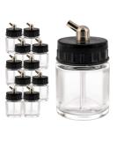 Master Airbrush 10-Pack TB-003 3/4oz Glass Jar Bottles with 60 Adaptor - Compatible with Single-Action Siphon Feed Airbrushes - Fits Badger, Paasche, Iwata - Buy Online on SooperMarket.com