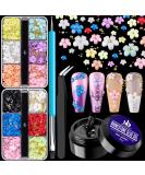 3D Flowers for Nails Art Colorful Charms Set #5 with Caviar Beads, Blossom Rhinestones Crystal Kit Pearls Acrylic Studs DIY Design Manicure Accessories for Women Girls Decoration 05-3D Nail Flower Set #5 - Buy Online on SooperMarket.com