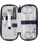 Marqus 7-Piece Manicure Set for Men & Women - Solingen Quality Patented Glass Files Real Leather Etui - Blue - Buy Online on SooperMarket.com