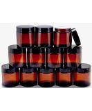 Vivaplex 12 Amber 4 oz Round Glass Jars with Inner Liners and black Lids - Buy Online on SooperMarket.com