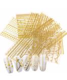 8 Sheets Gold Nail Art Stickers Decals 3D Self-Adhesive Nail Art Design Metallic Chains Line Triangle Heart Circle Nail Decoration Holographic Glitter Nail Supplies for Women Girls Manicure Sticker - Buy Online on SooperMarket.com