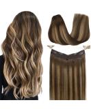 GOO GOO Balayage Chocolate Brown to Caramel Blonde Human Hair Extensions - 16 Inch Invisible Wire Hairpiece - Buy Online on SooperMarket.com