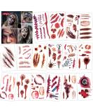 140 PCS Halloween Zombie Makeup, Halloween Fake Scars Horror Fake Bloody Wound Temporary Zombie Tattoos for Women Men Kids Halloween Party Cosplay - Buy Online on SooperMarket.com