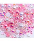 Briskbloom 3620PCS Flatback Pearls & Rhinestones Set for Crafts - 2mm-10mm Mix Rhinestones for Nails & Art - Tweezers & Wax Pen Included - White & Pink Marshmallow Blend - Buy Online on SooperMarket.com