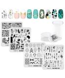 KADS Nail Stamping Plate Set - French Summer Flower Flamingo Rose Design with Stamper and Scraper - Buy Online on SooperMarket.com