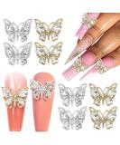 10 PCS 3D Metal Butterfly Nail Charms with Diamonds - Gold/Silver Rhinestone Nail Art Decoration - DIY Alloy Jewelry Accessories - Buy Online on SooperMarket.com
