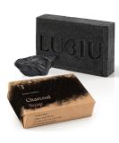 Lubiu black soap piece - 100g of activated carbon soap against pimples - natural soap without palm oil as a black facial soap acne soap - black soap bar unparfored 100 g (1 Pack) - Buy Online on SooperMarket.com