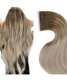 Shop Laavoo 50cm Balayage Real Hair Tape-In Extensions - Ombre Blond & Light Brown | 20PCS 50g #8/16/60 - Buy Online on SooperMarket.com