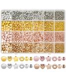 2160 Pieces Gold Spacer Beads Set, Assorted Bracelet Beads Round Beads Star Beads Gold Beads for Bracelet Jewelry Making(Gold, Sliver, Rose Gold, KC Gold) CCB - Buy Online on SooperMarket.com