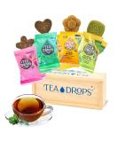 Tea Drops Lightly Sweetened Loose Leaf Gift Box - 8 Drops with Matcha, Rose, Earl Grey, Citrus Ginger & Peppermint - Wooden Gift Box - Bagless CafDecaf Tea Assortment - Buy Online on SooperMarket.com