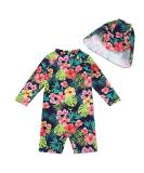 UPF 50+ Navy Flower Baby Girls Swimsuit with Snap Bottom | UPF Sun Protection | 3-6 Months - Buy Online on SooperMarket.com