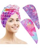 2 Pack Microfiber Hair Towel Wrap for Kids & Women - Super Absorbent & Quick Dry Hair Turban for Curly, Long, Thick Hair - Anti-Frizz Twisty Hair Towel - Mermaid Design - Buy Online on SooperMarket.com