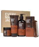Every Man Jack Men's Aged Bourbon Beard Set - Complete Grooming Essentials: Beard Wash Lotion Oil Butter & Comb - Buy Online on SooperMarket.com