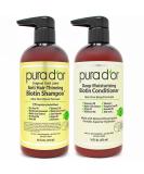 PURA D'OR Anti-Thinning Biotin Shampoo and Conditioner, CLINICALLY TESTED Proven Results, DHT Blocker Thickening Products For Women & Men, Color Treated Hair, Original Gold Label Hair Care Set 16oz x2 Herbal 16 Fl Oz (Pack - Buy Online on SooperMarket.com