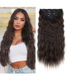 REECHO Clip in Hair Extensions 5PCS Black Brown 24 Thick Long Loose Waves - HE002 Invisible Lace Weft Natural Soft Hairpieces for Women - Buy Online on SooperMarket.com