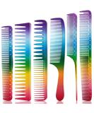 6-Piece Rainbow Hair Cutting Comb Set - Salon Quality Rat Tail and Teasing Combs for All Hair Types - Perfect Christmas Gift - Buy Online on SooperMarket.com