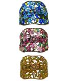 Crystal Flower Hair Holder Ponytail Barrettes Set of 3 - Blue, Rose, Brown | JCGY YY86900-5-3 - Buy Online on SooperMarket.com